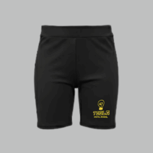 Bermuda ciclista escolar preta Colégio Tesla frente