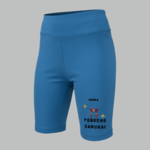 Bermuda ciclista escolar azul celeste em suplex Pequeno Samurai frente