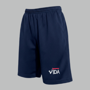 Bermuda escolar azul marinho em helanca e moletom Colégio Vida frente