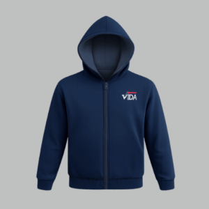 Blusa de frio escolar estilo gaúcha em helanca azul marinho Colégio Vida frente