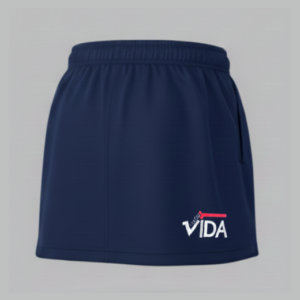 Short saia escolar azul marinho em helanca Colégio Vida frente